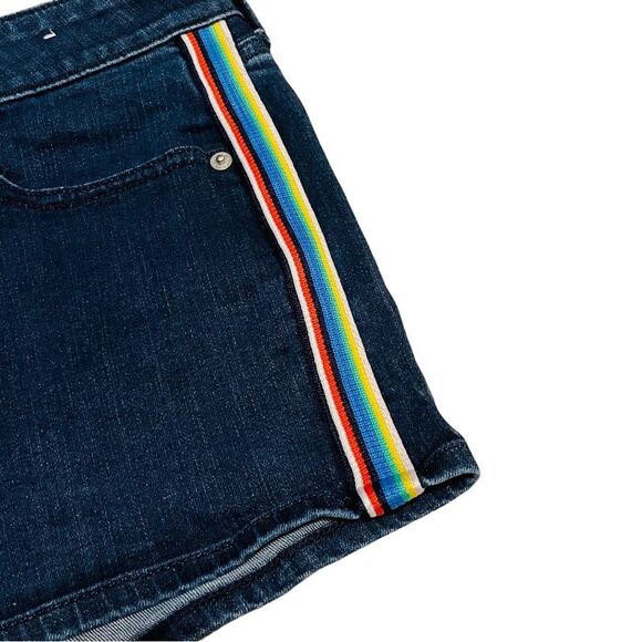 Express Rainbow Side Stripe Relaxed Low Rise Shortie Shorts - Size 8 - Picture 4 of 13